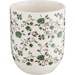 Clayre & Eef Mok Wit Groen Porselein Bloemen