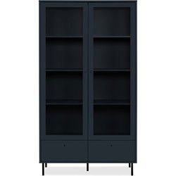 Vitrine 2 Glazen Deuren en 2 Laden Marineblauw H183 cm - BOGOTA