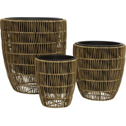 Planter polyrattan round outdoor per stuk