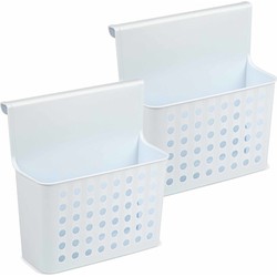 2x Badkamer/keuken hangmandjes/organizers wit/lichtblauw 26 cm - Opbergmanden