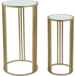 PTMD Lacu Gold iron side table round stone top SV2