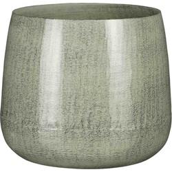 Mica Decorations Bloempot Benson Rond - 23x23x20 cm - Ijzer - Lichtgrijs