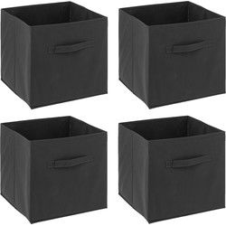 5Five Opbergmand - 4x - Donkergrijs - 31x31x31 cm - 29L - Opvouwbaar - Opbergmanden