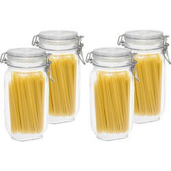 Weckpot/inmaakpot/voorraadpot - 4x - glas - 1,5 liter - met beugelsluiting - Weckpotten