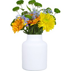Floran Bloemenvaas Milan - mat wit glas - D15 x H20 cm - melkbus vaas met smalle hals - Vazen