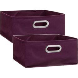 Set van 2x stuks opbergmand/kastmand 14 liter aubergine paars linnen 31 x 31 x 15 cm - Opbergmanden