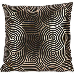 Sierkussen Velvet Swirl - Zwart & Goud - 45 x 45 cm (incl. vulling)