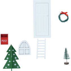 Kerstscene set 8pcs hout kerstversiering