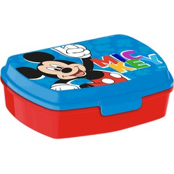 Disney Mickey MouseA broodtrommel/lunchbox voor kinderen - rood/blauw - kunststof - 20 x 10 cm - Lunchboxen