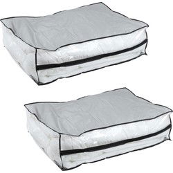 HI opbergtas/beschermhoes beddengoed/kleding - 2x - voor onder bed - 85 x 60 x 25 cm - Opberghoezen