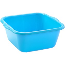 Kunststof teiltje/afwasbak vierkant 6 liter blauw - Afwasbak