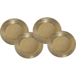 Set van 12x stuks kerstdiner onderborden rond goud glimmend 33 cm - Onderborden