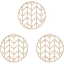 Krumble Pannenonderzetter met pijlen patroon - Beige - Set van 3