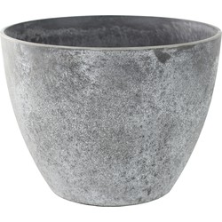 Bloempot/plantenpot van gerecycled kunststof betongrijs D36 en H27 cm - Plantenpotten