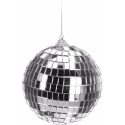 1x Zilveren disco kerstbal 10 cm - Kerstbal