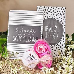 DistelRoos - Zeepbloemen Cotton candy, set van 3 - Lieve juf