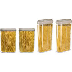 Plasticforte Voedselcontainers set - 4 stuks - beige - 2350/1500ml - kunststof - voorraadpot - Voorraadpot