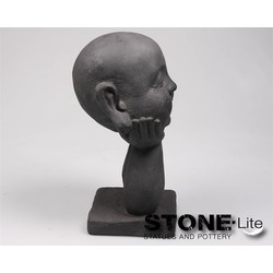 Boeddha hoofd op hand l18b16h37 cm II Stone-Lite - stonE'lite