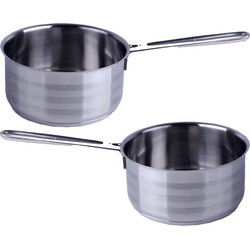 Svenska Living Steelpan/sauspan - 2x - RVS - D14 cm - 1L - Alle Warmtebronnen - Steelpannen