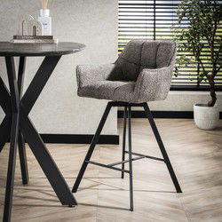 Set van 2 Draaibare Barkrukken Bouclé Suze - Zithoogte 69 cm - Met Armleuningen