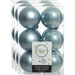 36x stuks kunststof kerstballen lichtblauw 6 cm glans/mat - Kerstbal