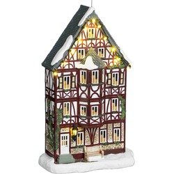 Luville Kerstdorp Elzas vakwerkhuis - 17.5x9.5x29.5 cm - Polyresin - Multi