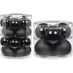 42x stuks glazen kerstballen zwart 6 en 10 cm glans en mat - Kerstbal