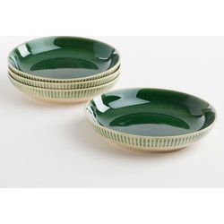 Mica Decorations Elice Diep Bord - Set van 4 - Ø22 cm - Keramiek - Groen