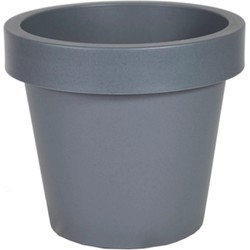 Mega Collections Plantenpot/bloempot - kunststof - grijs - buiten - D25 x H22 cm - Plantenpotten