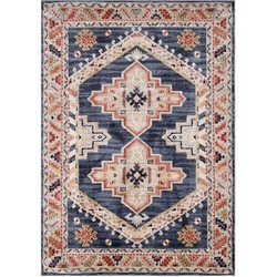 Vercai Rugs Florence Collectie - Laagpolig Vloerkleed - Polypropyleen - Marine / Beige - 200x290 cm