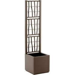 Bloembak - ETHICA - Taupe - Vierkant met trellis - 38 L - STEFANPLAST
