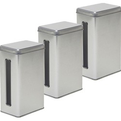 Keuken opbergblik/bewaarblik met venster - 3x - 11 x 7 x 17 cm - Voorraadblikken