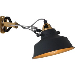 Mexlite wandlamp Nové - zwart - metaal - 18 cm - E27 fitting - 1320ZW
