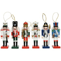 6x Kerstboomversiering notenkraker poppen/soldaten ornamenten 12 cm - Kersthangers