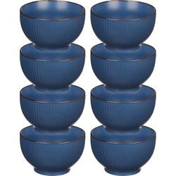 Vivalto Kommetjes/schaaltjes - 8x - Mistique - porselein - D14 x H8 cm - blauw - Stapelbaar - Kommetjes