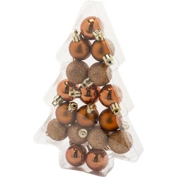 Cos & Trendy Kerstballen - 17 stuks - koper - 3 cm - kunststof - Kerstbal