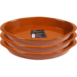 Set van 3x stuks tapas ovenschalen/serveerschalen ovaal terracotta Fontein 5 liter - Snack en tapasschalen