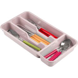 Plasticforte Bestekbak - 4-vaks - roze - 33 x 18 x 4 cm - Bestekbakken