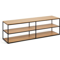 Kave Home - Yoana TV-meubel in eikenfineer met zwart gelakt metalen frame 160 x 40 cm