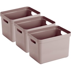3x stuks roze opbergboxen/opbergmanden 18 liter kunststof - Opbergbox