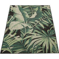 Binnen en Buitenkleed Ostivia - Gebloemd - Zwart - 200x290 cm