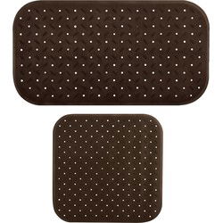 MSV Douche/bad anti-slip matten set badkamer - rubber - 2x stuks - bruin - 2 formaten - Badmatjes