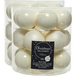 54x stuks kleine glazen kerstballen wol wit 4 cm mat/glans - Kerstbal