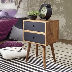Pippa Design retro look houten nachtkastje - bruin zwart