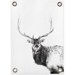 Tuinposter hert zwart wit (70 x 100 cm)