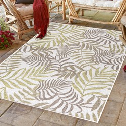 Sunny Outdoor - Binnen en Buiten Vloerkleed - Palm Design - Beige - Tapijt voor Tuin Terras Balkon- 240x340 CM