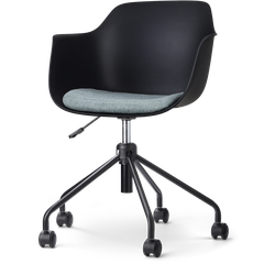 Nout-Liz bureaustoel zwart met zacht groen zitkussen - zwart onderstel