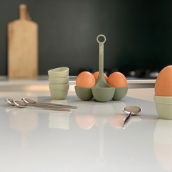 Eggs by Sillies® - Eierset - Eierdopjes - Eierlepeltjes - Eierhouder - Groen - Pasen - Cadeau