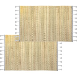 Set van 10x stuks placemats met franjes grijs bamboe 45 x 30 - Placemats