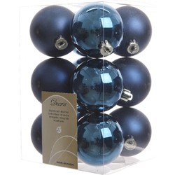 5 stuks - Kerstbal plastic glans-mat diameter 6cm nacht blauw